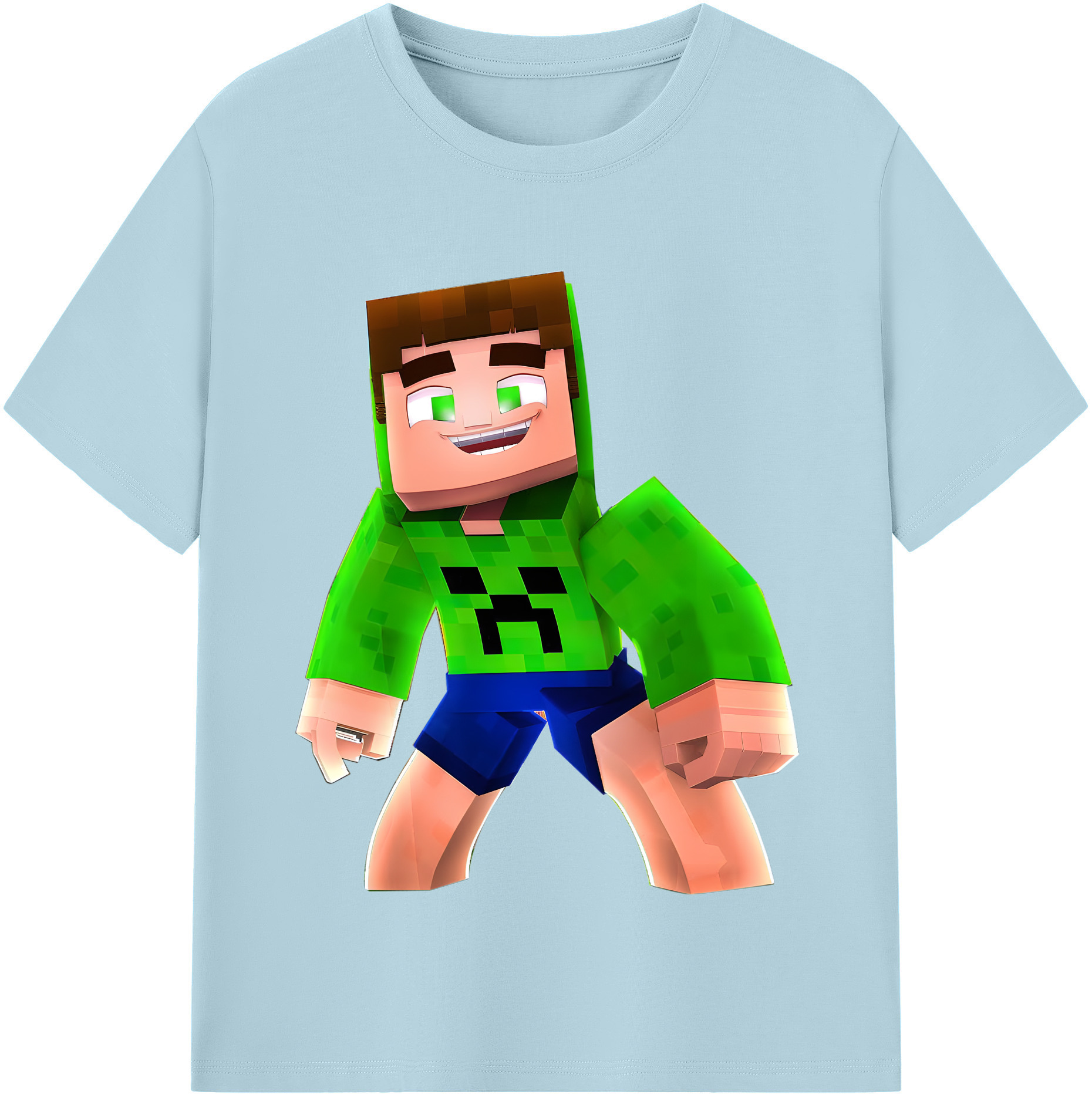 （画像用） マインクラフト ブロックの世界 Minecraft MC Block world 綿100％半袖Tシャツ（フロントプリント）